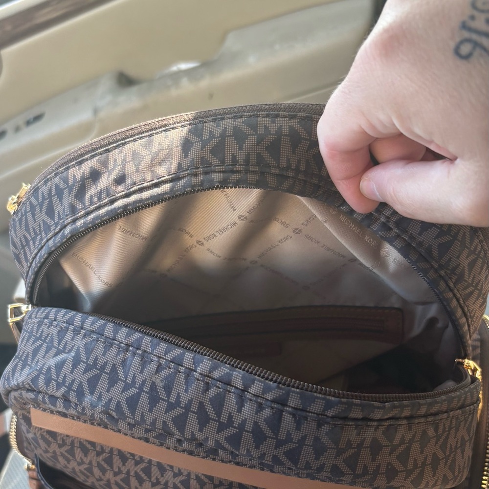 Michael Kors Monogram Brown Backpack - Picture 2 of 2